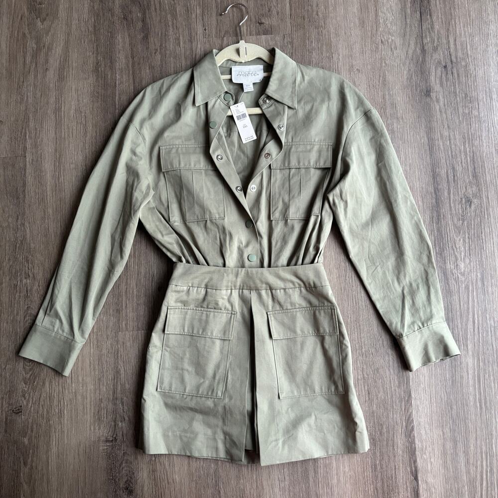 NWT Anthropologie x Mare Mare Long Sleeve Utility Romper in Moss XS​